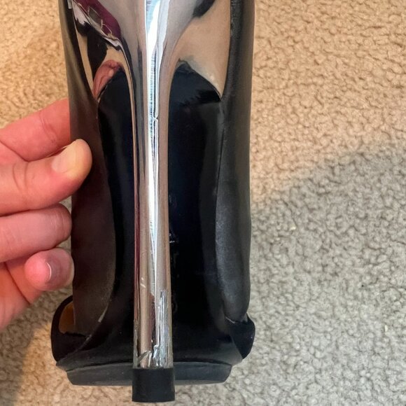 L.A.M.B. Trina D'Orsay Pump Black Leather/Suede/Chrome Heel women’s size 8 - Picture 7 of 11